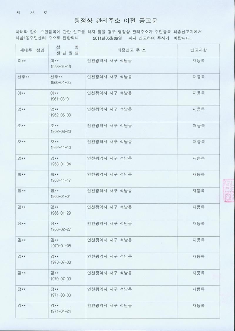 행정상 관리주소 이전 공고문(1차)-1.jpg 이미지