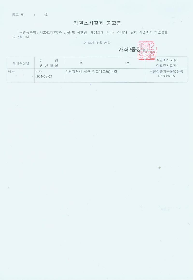 직권조치결과 공고문(2013 2분기).jpg 이미지