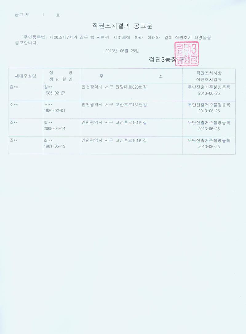 직권조치결과공고문(2013년2분기).jpg 이미지