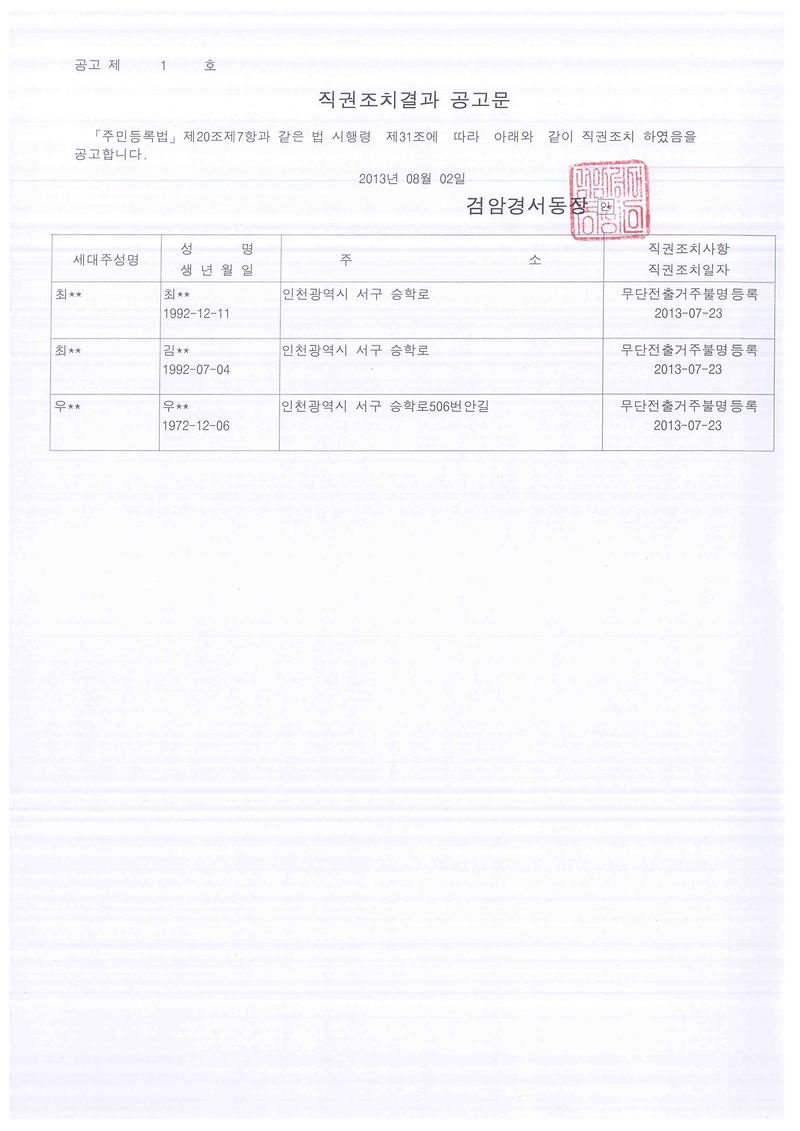 직권조치결과 공고문(201382 최00외 2명).jpg 이미지